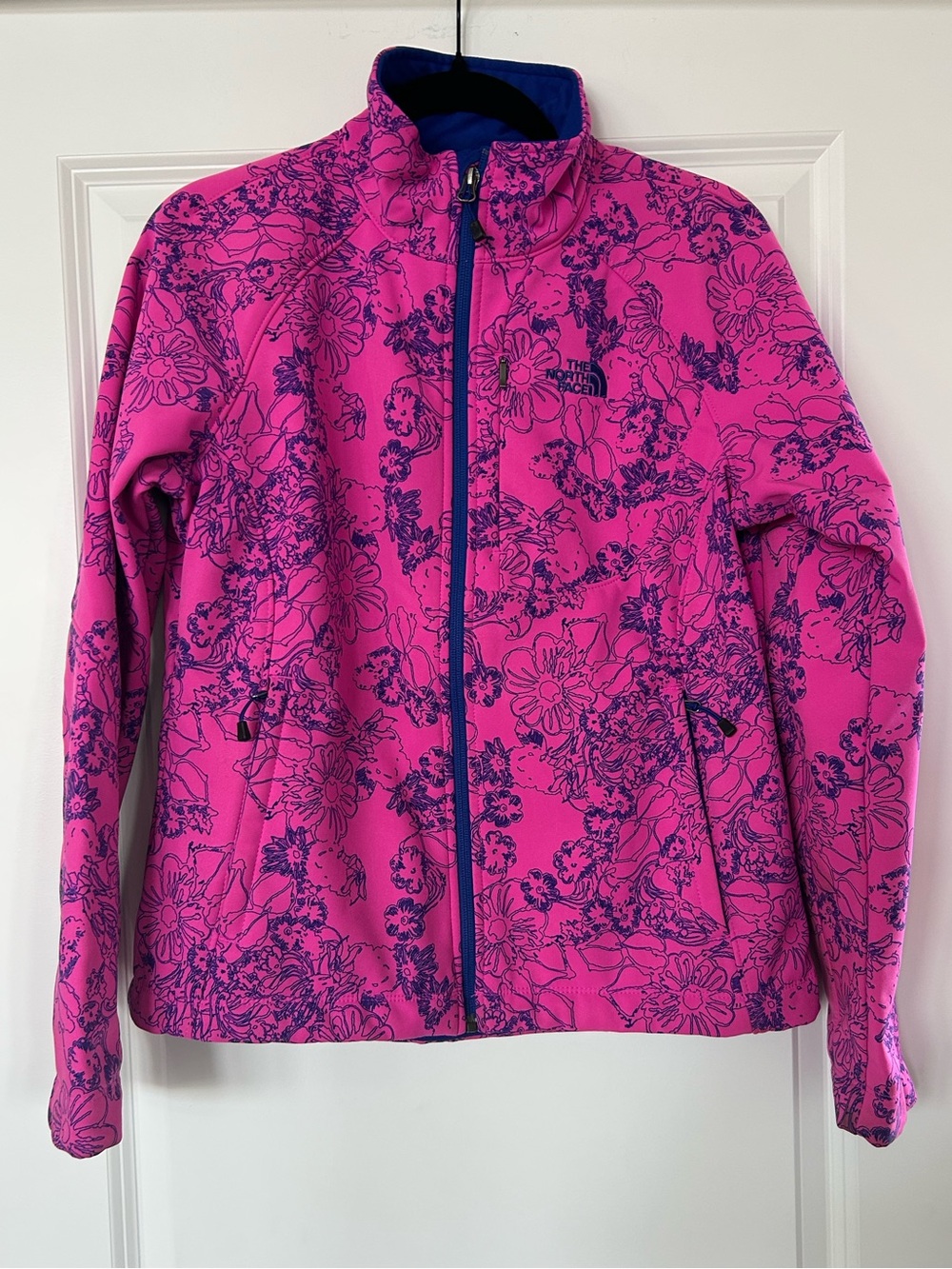 The North Face Apex Bionic Azalea Pink and Blue Floral Full Zip Jacket Size M